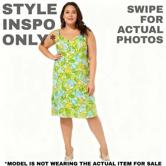 NWT Madison Leigh 18W Green/Blue Floral Sundress [0132] - Picture 2 of 11